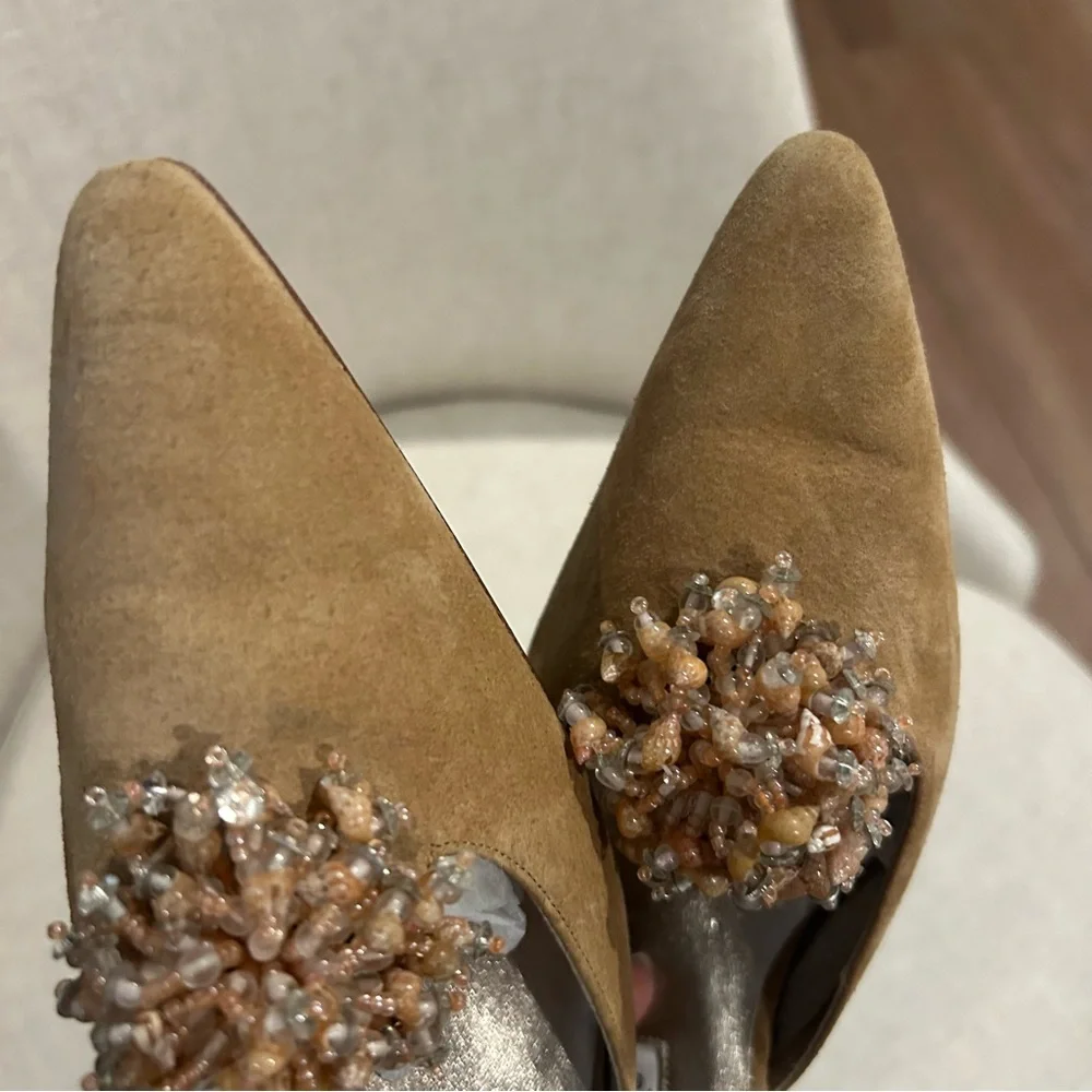 Manolo Blahnik Tan Embellished Heels - Picture 10 of 11